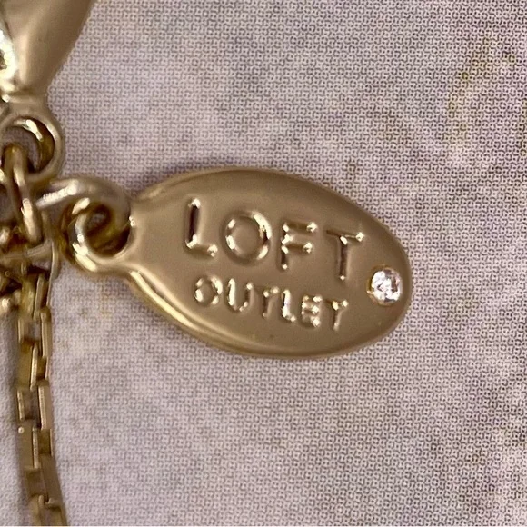 LOFT Gold and Pearl Bead Station Layered Necklace. 14 inches w/a 3 inch extender - Picture 5 of 5